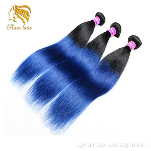 Fantasy Hair Smooth Straight Weave Dyed, Colored Ombre Blue Weaving Vivi Human Hair,Peruvian Straight Hair 5aaaaa